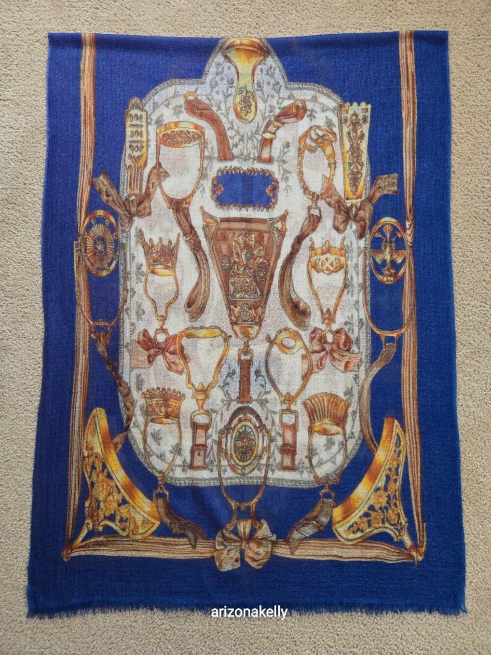NWOT Cashmere Cinta Scarf Equestrian Design - Picture 8 of 12